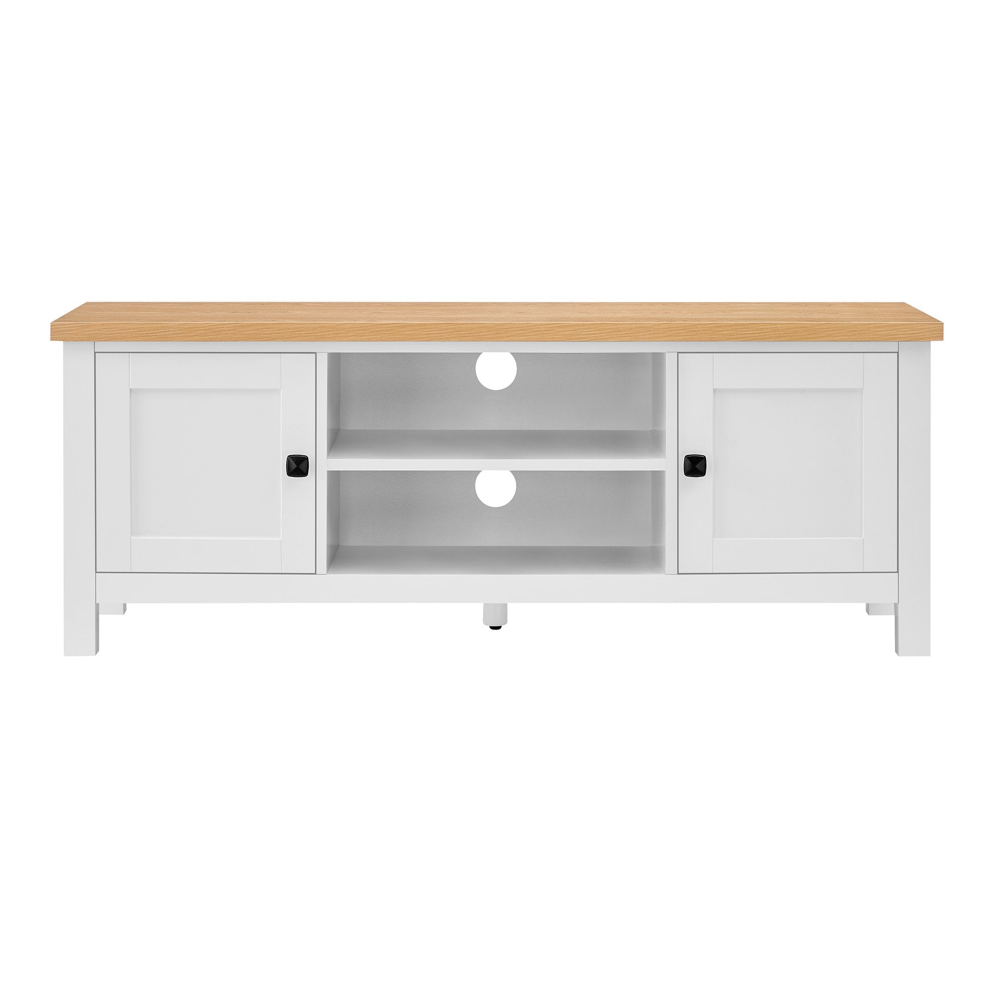 Sarantino Gio TV Entertainment Stand Cabinet Cupboard in White and Natural Wood Finish 3