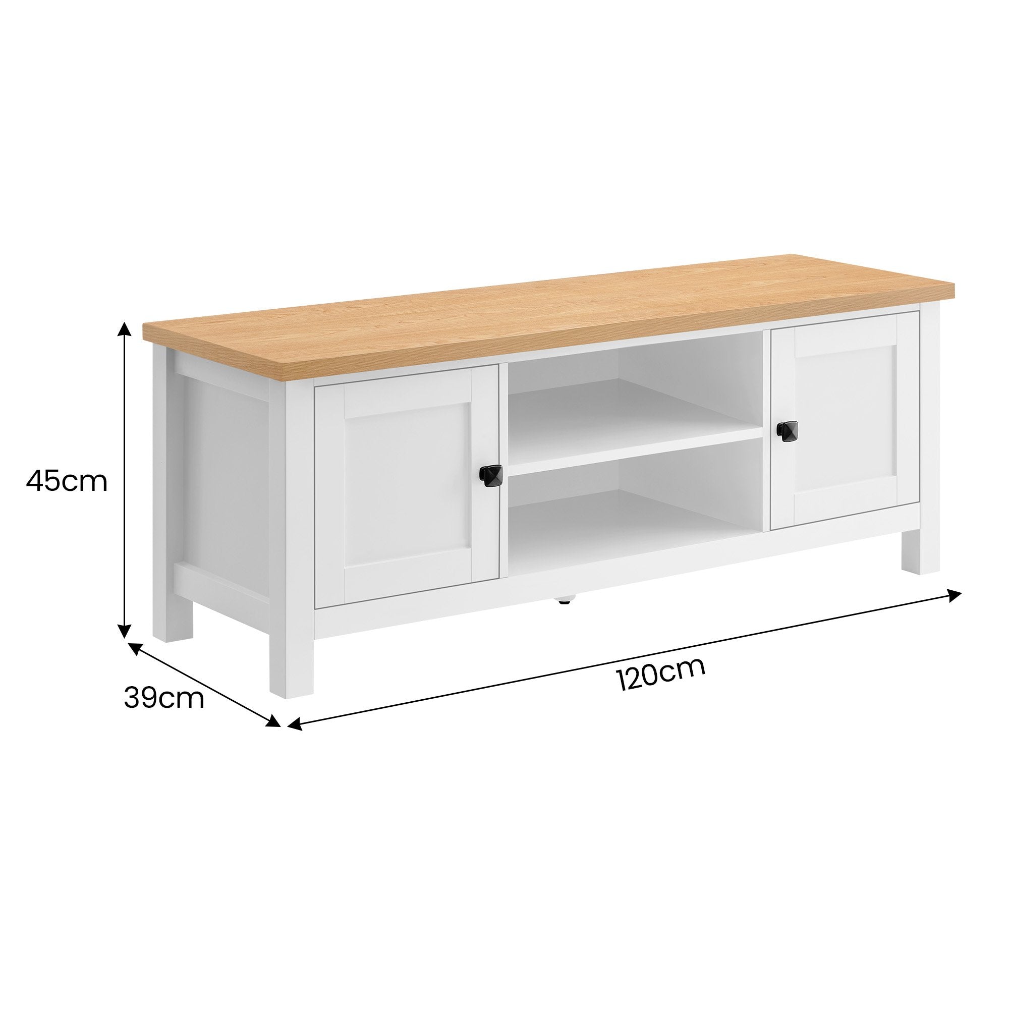 Sarantino Gio TV Entertainment Stand Cabinet Cupboard in White and Natural Wood Finish 4