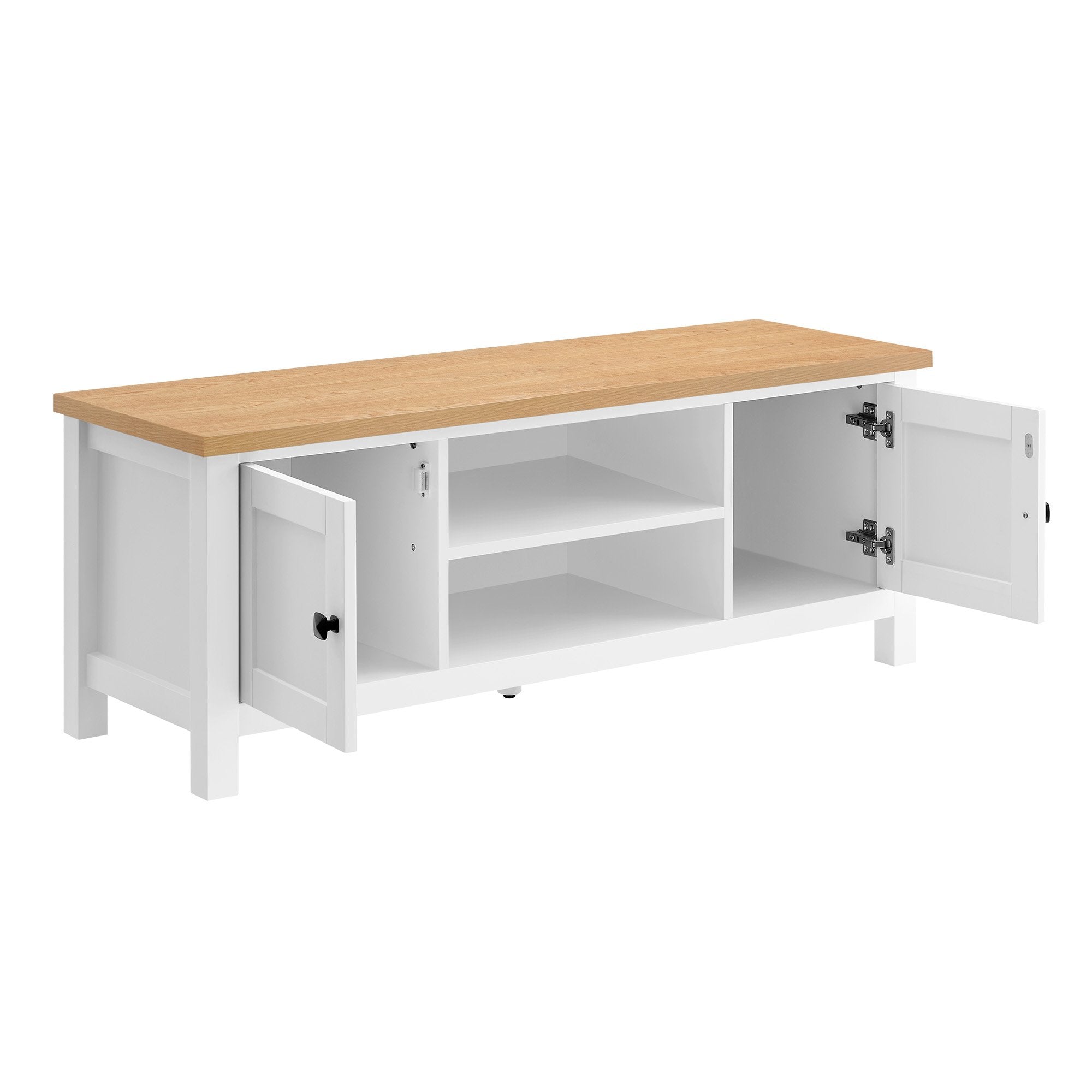 Sarantino Gio TV Entertainment Stand Cabinet Cupboard in White and Natural Wood Finish 6
