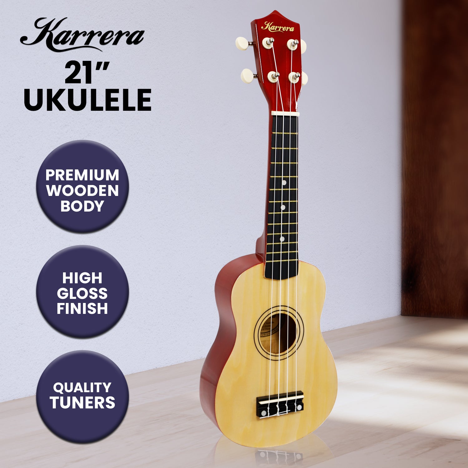 Karrera 21in Ukulele - Natural 7