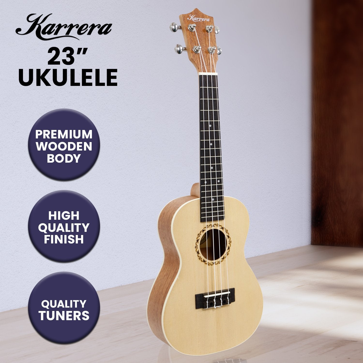 Karrera 23in Ukulele - Natural 7