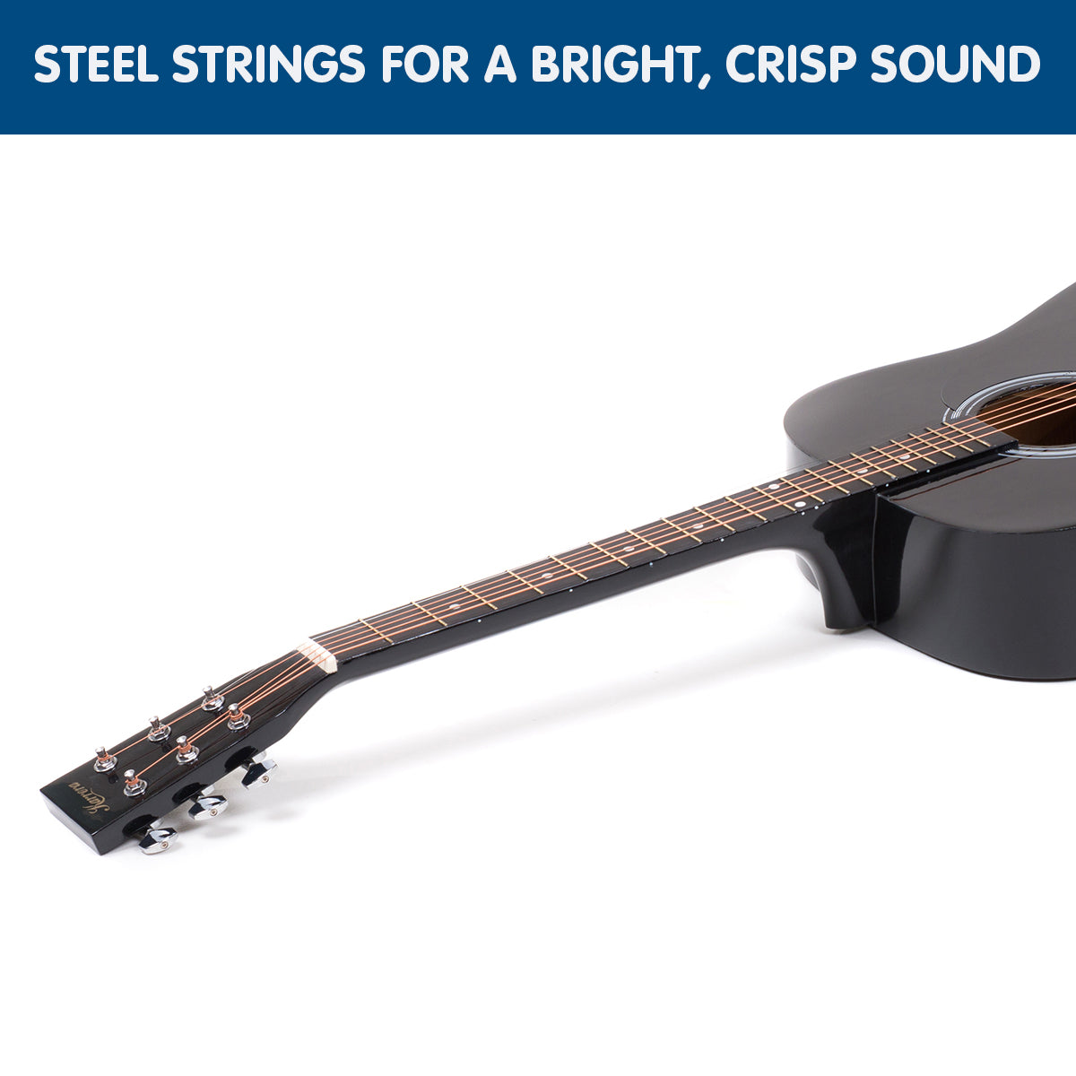 Karrera 41in Acoustic Wooden Guitar with Bag - Black 3