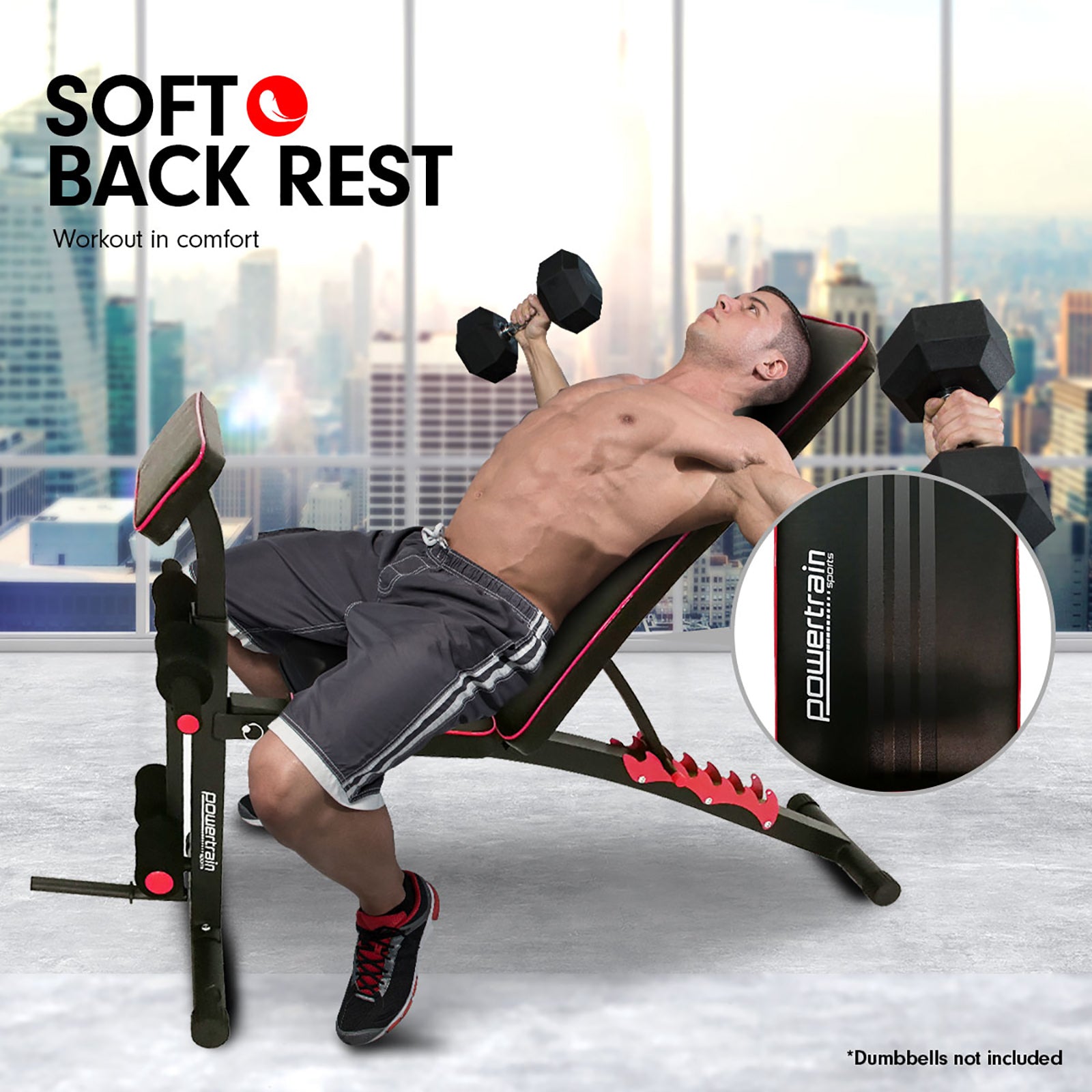 Powertrain Adjustable FID Home Gym Bench with Preacher Curl Pad 5