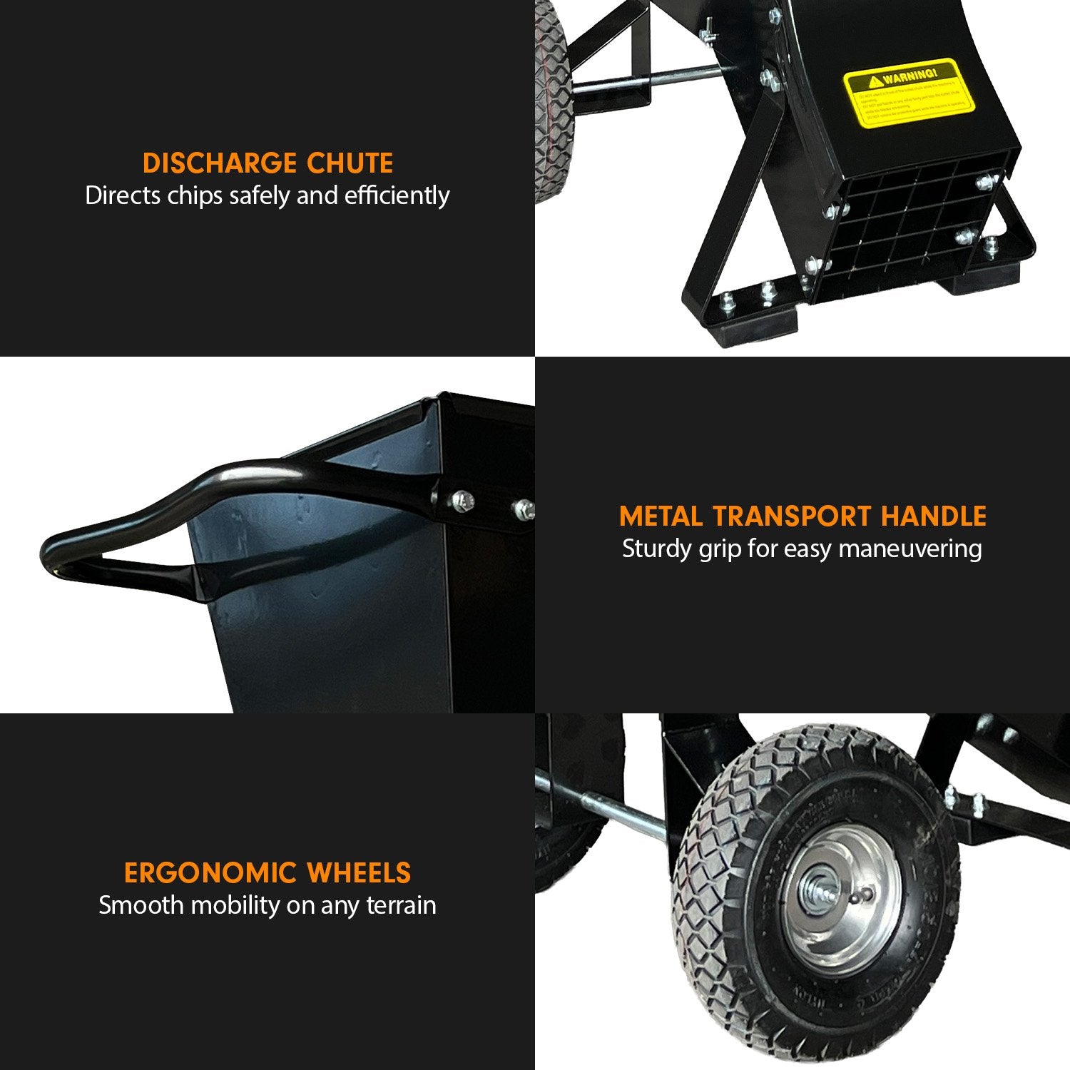 Ducar 89mm Key Electric Start Wood Chipper 420cc 15hp 4-stroke Engine Unleaded Petrol Garden Shredder Mulcher Grinder - 601c Black 7