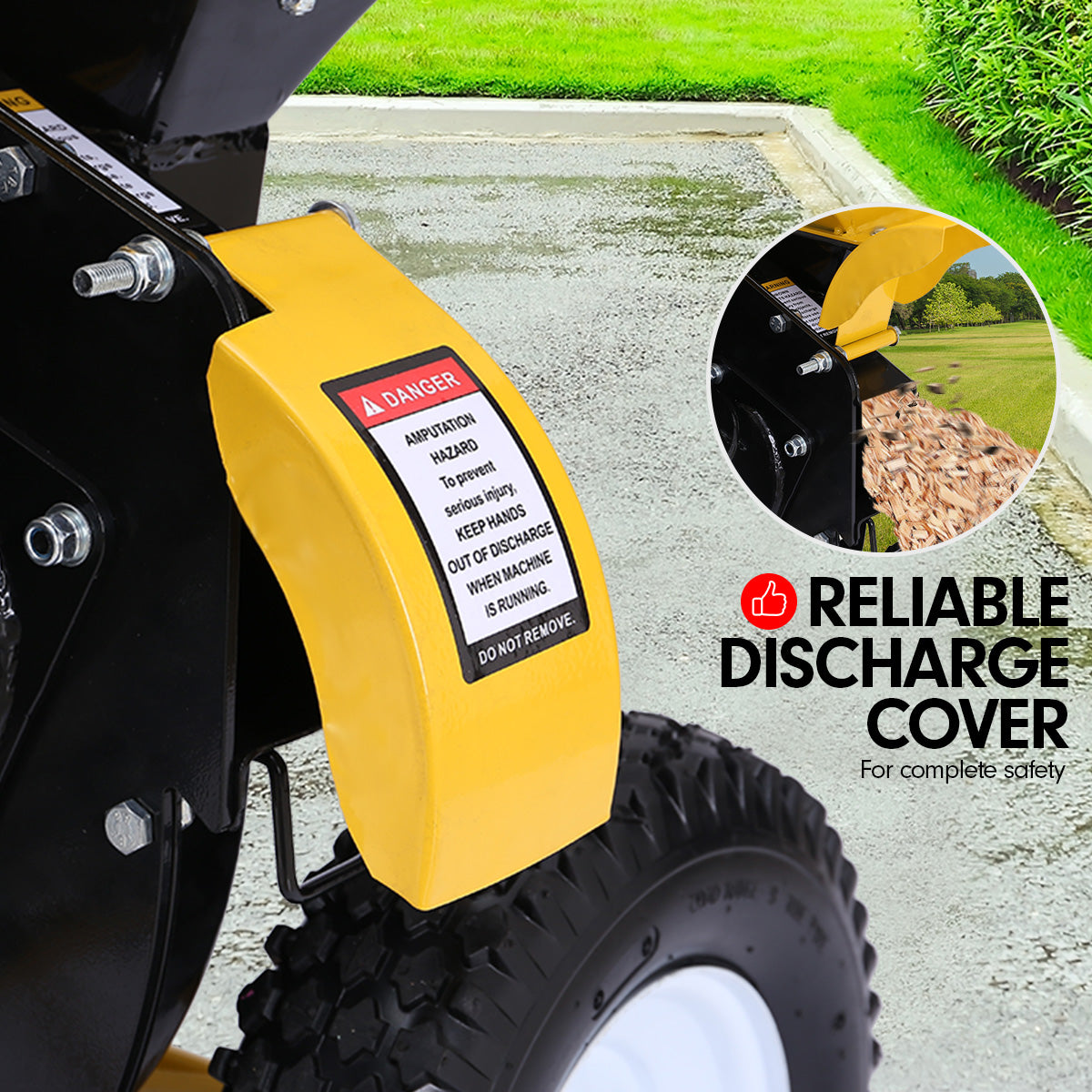 Ducar Wood Chipper Shredder Mulcher Garden 8hp Petrol Motor Upright Grinder - Yellow 9