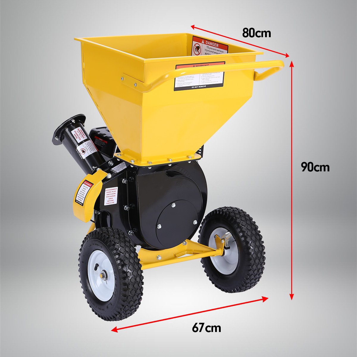 Ducar Wood Chipper Shredder Mulcher Garden 8hp Petrol Motor Upright Grinder - Yellow 10