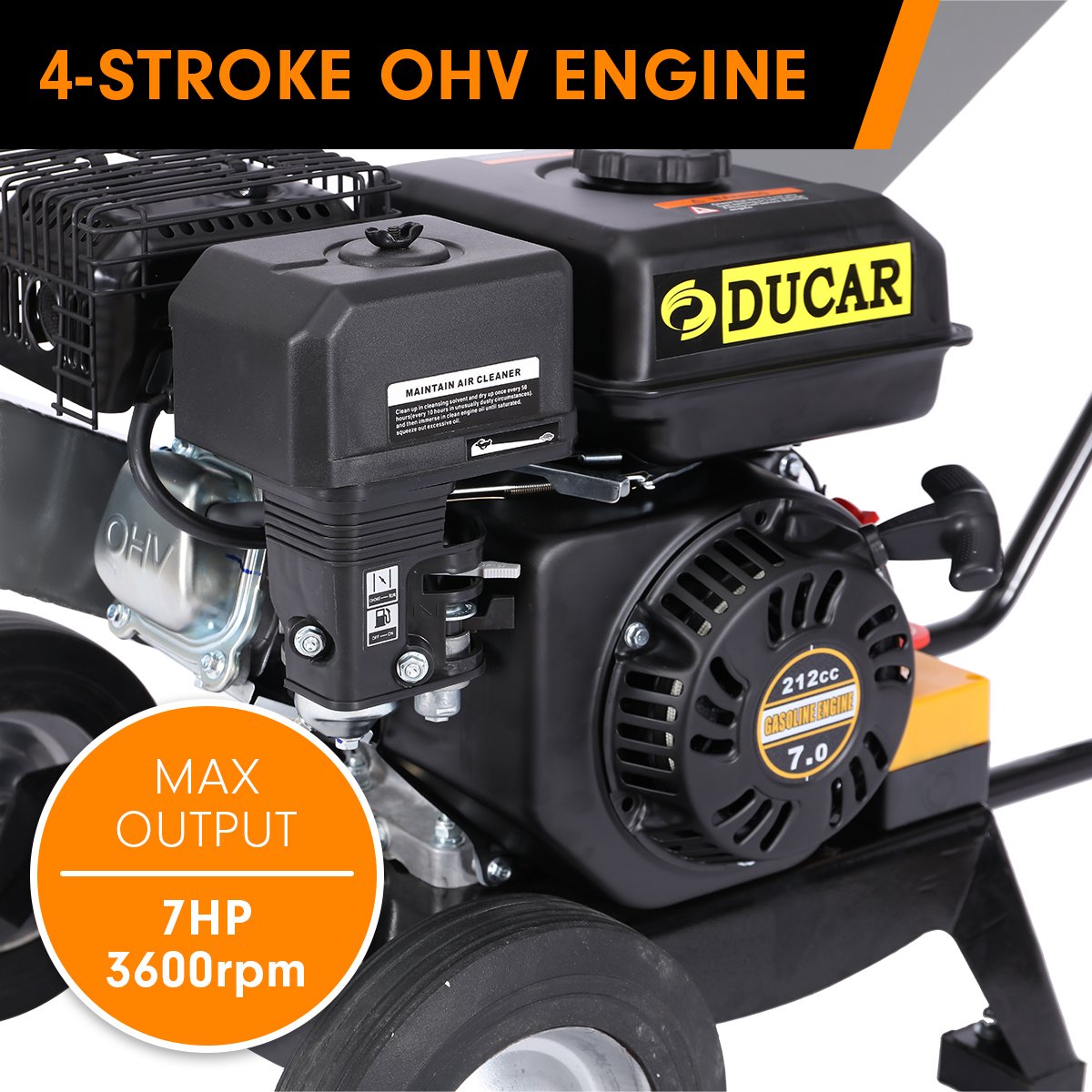 Ducar 7hp Wood Chipper Shredder Mulcher Grinder Petrol Silver 9