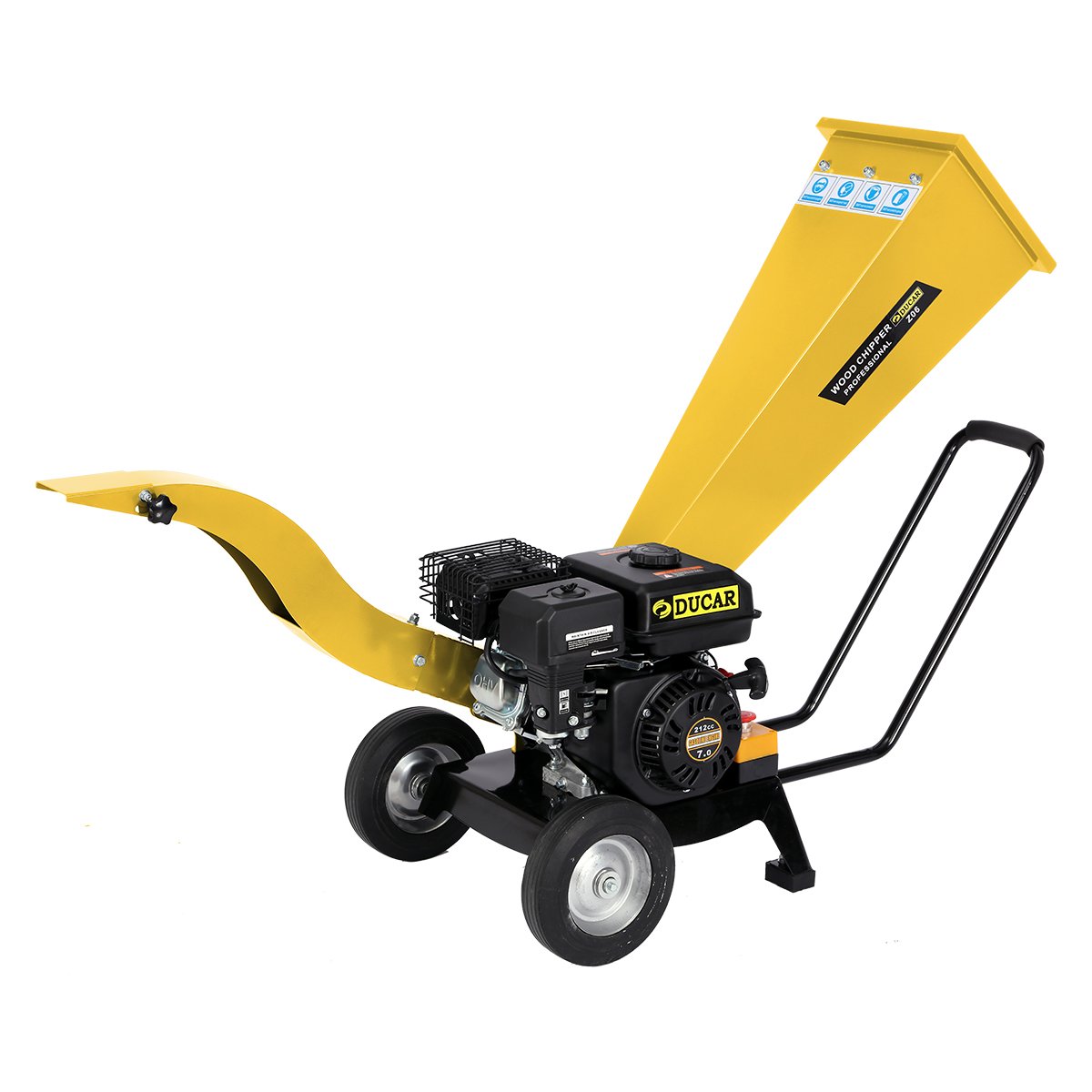 Ducar 7hp Wood Chipper Shredder Mulcher Grinder Petrol Yellow 3