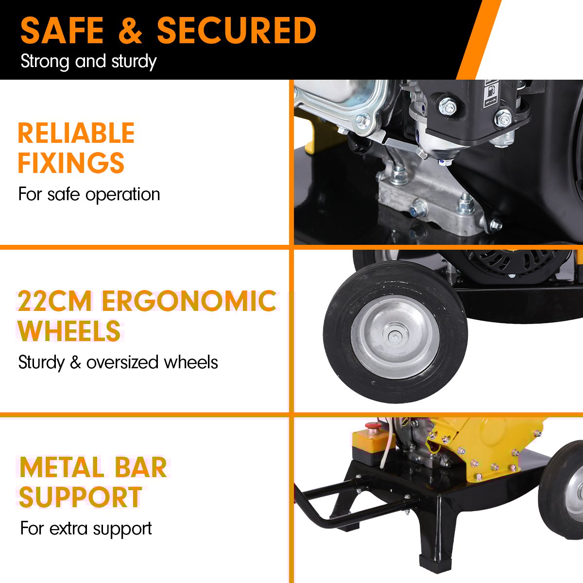 Ducar 7hp Wood Chipper Shredder Mulcher Grinder Petrol Yellow 9