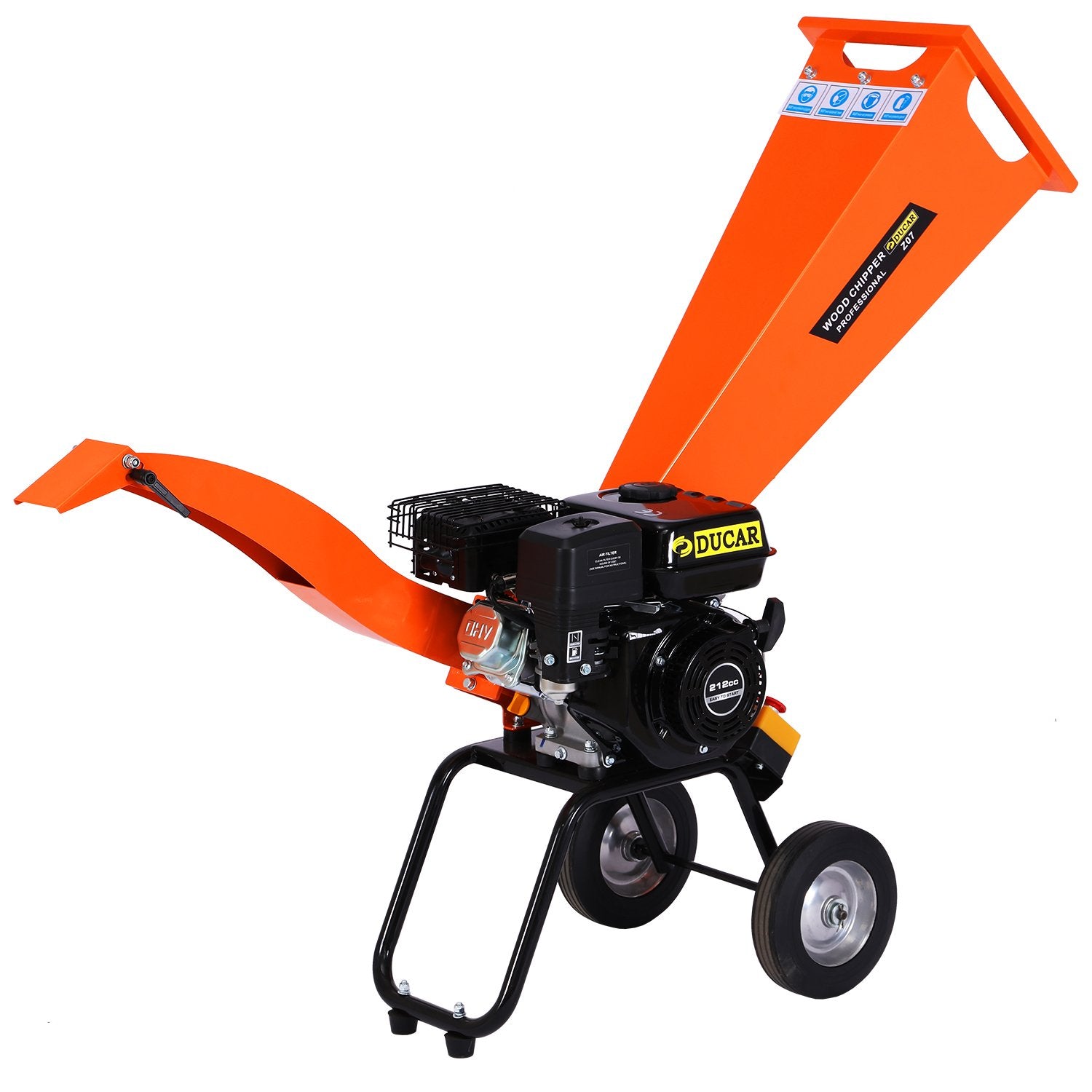 Ducar 7hp Wood Chipper Shredder Mulcher Grinder Petrol Orange 4