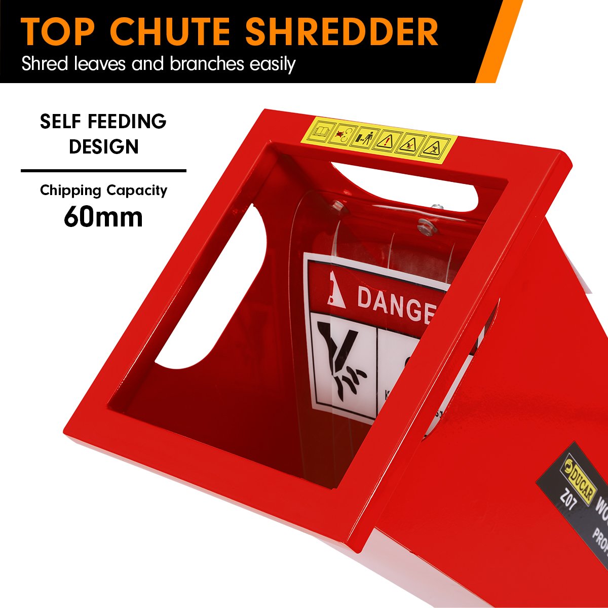 Ducar 7hp Wood Chipper Shredder Mulcher Grinder Petrol Red 6