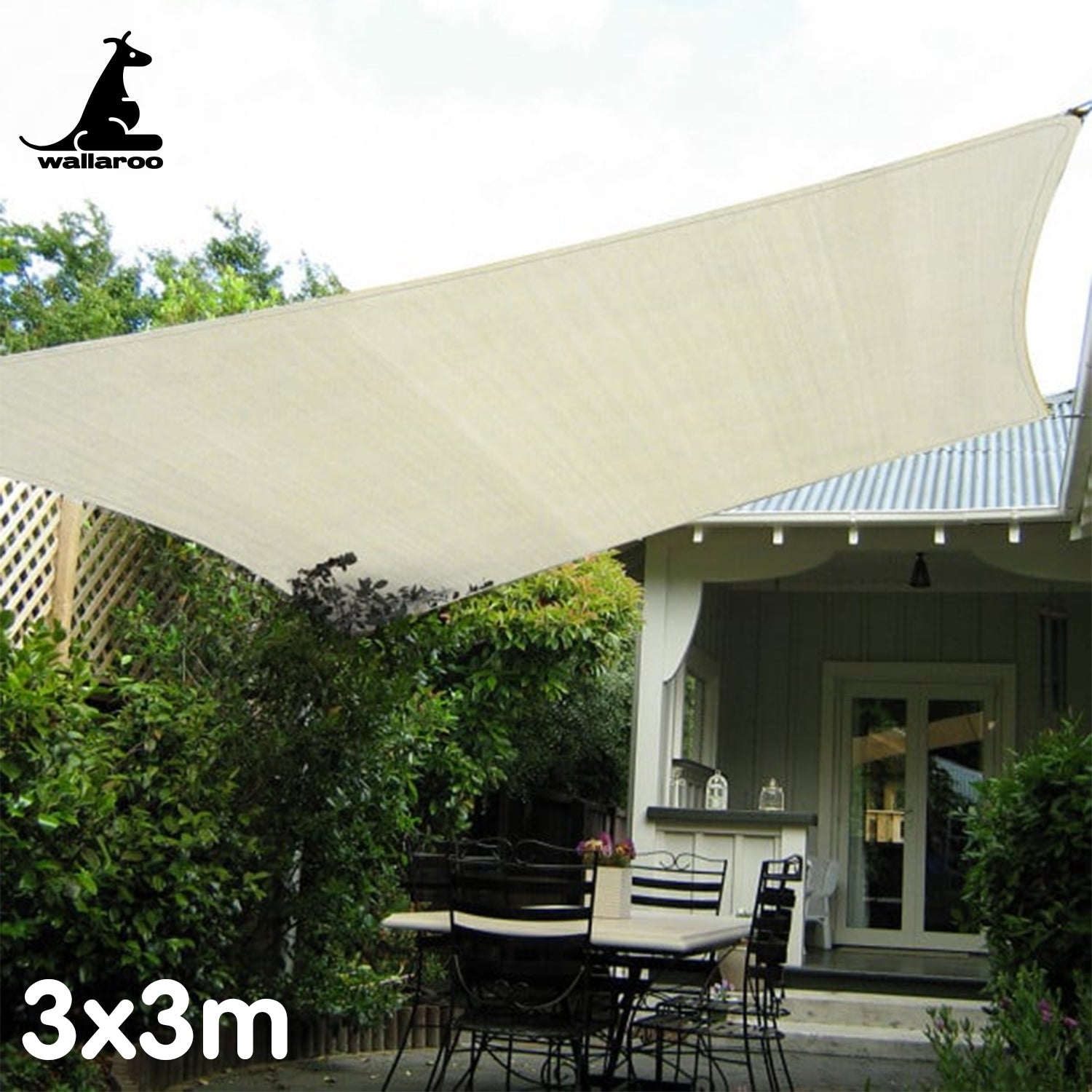 Wallaroo UV-Stabilised Waterproof Shade Sail 3x3M 5