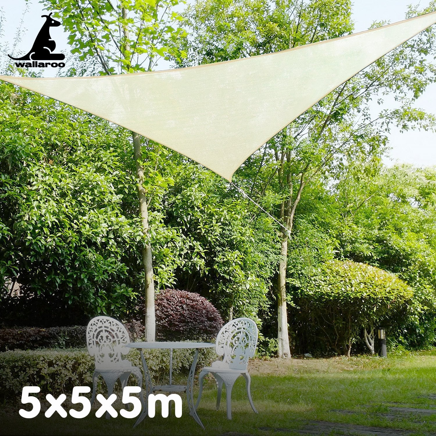 Wallaroo Waterproof 160GSM Outdoor Sun Shade Sail Canopy 5m Triangle 5
