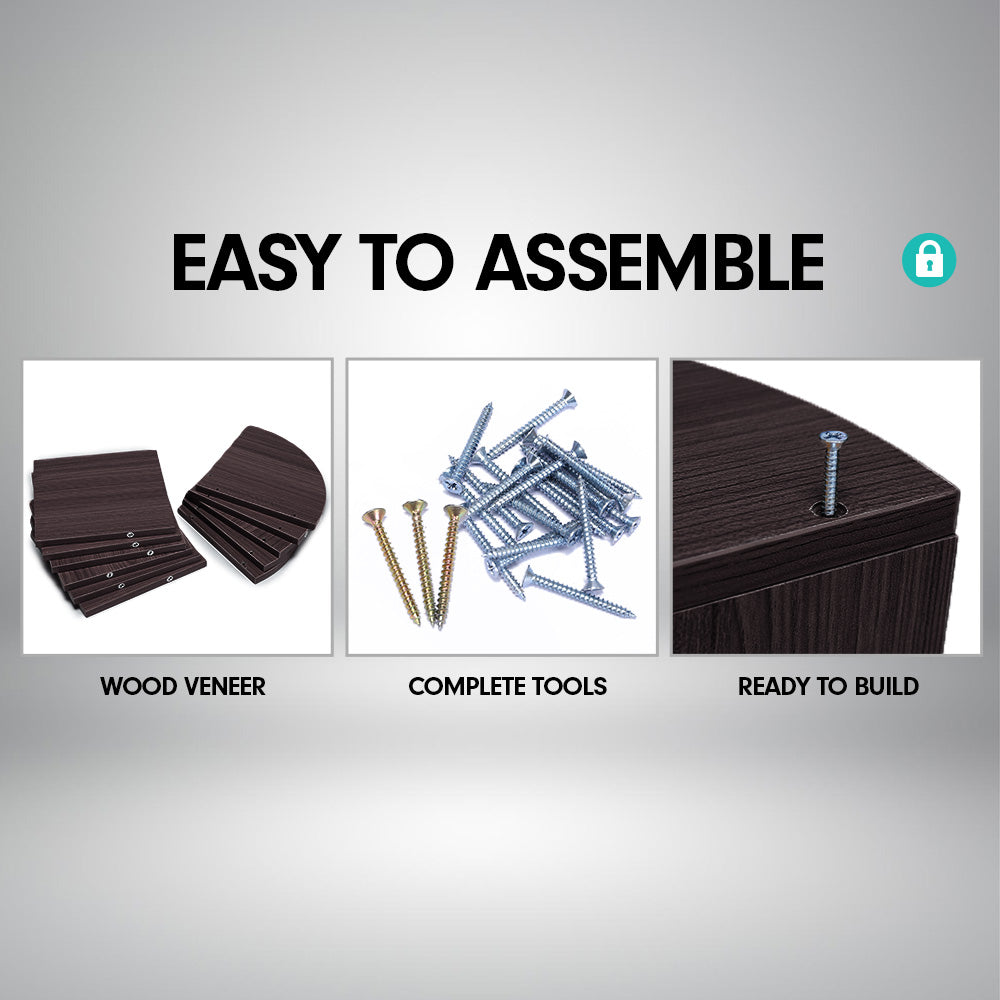 Sarantino 5 Tier Corner Wall Shelf Display Shelves Dvd Book Storage Rack Floating Mounted - Dark Brown 3