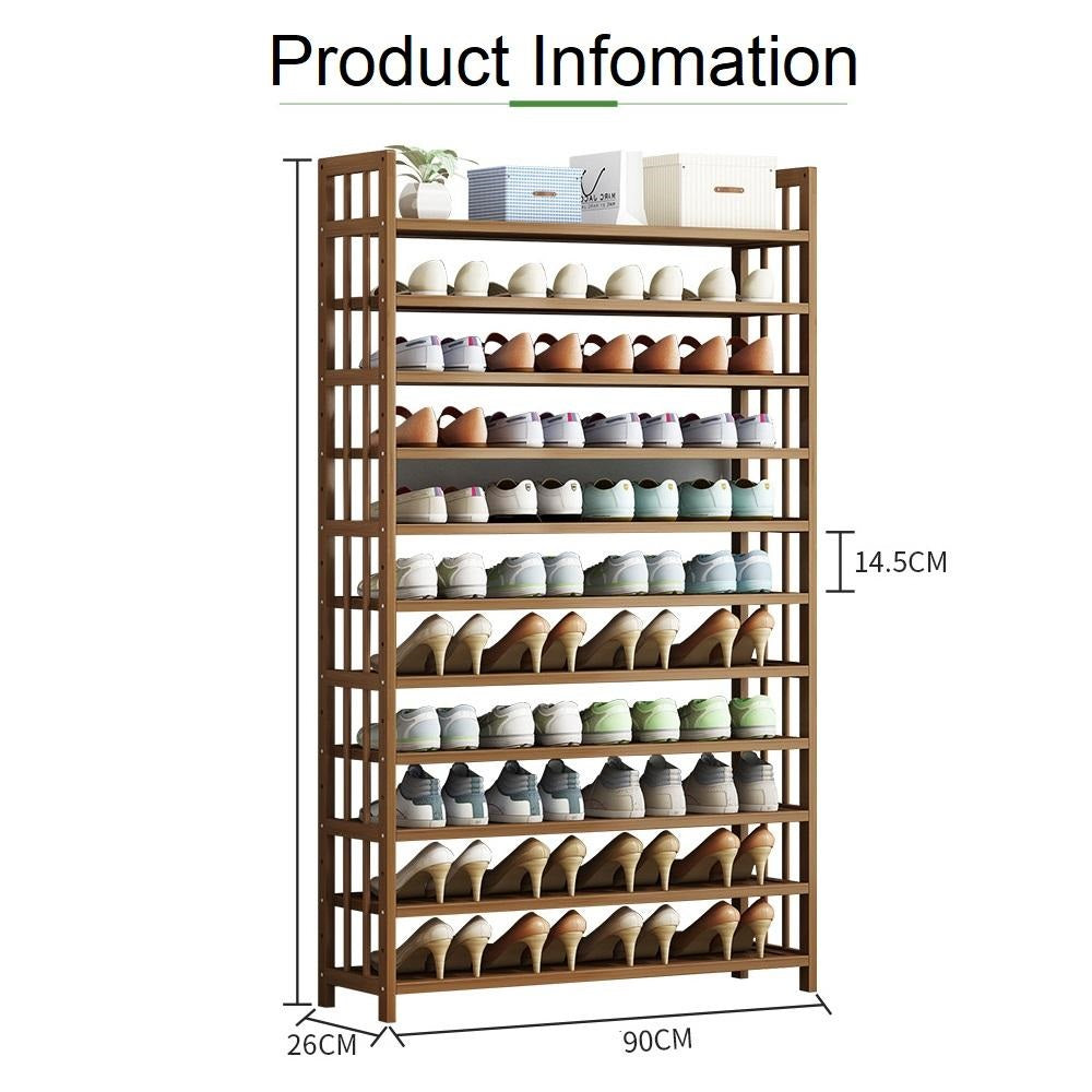 10 Tier Tower Bamboo Wooden Shoe Rack Corner Shelf Stand Storage Organizer 6