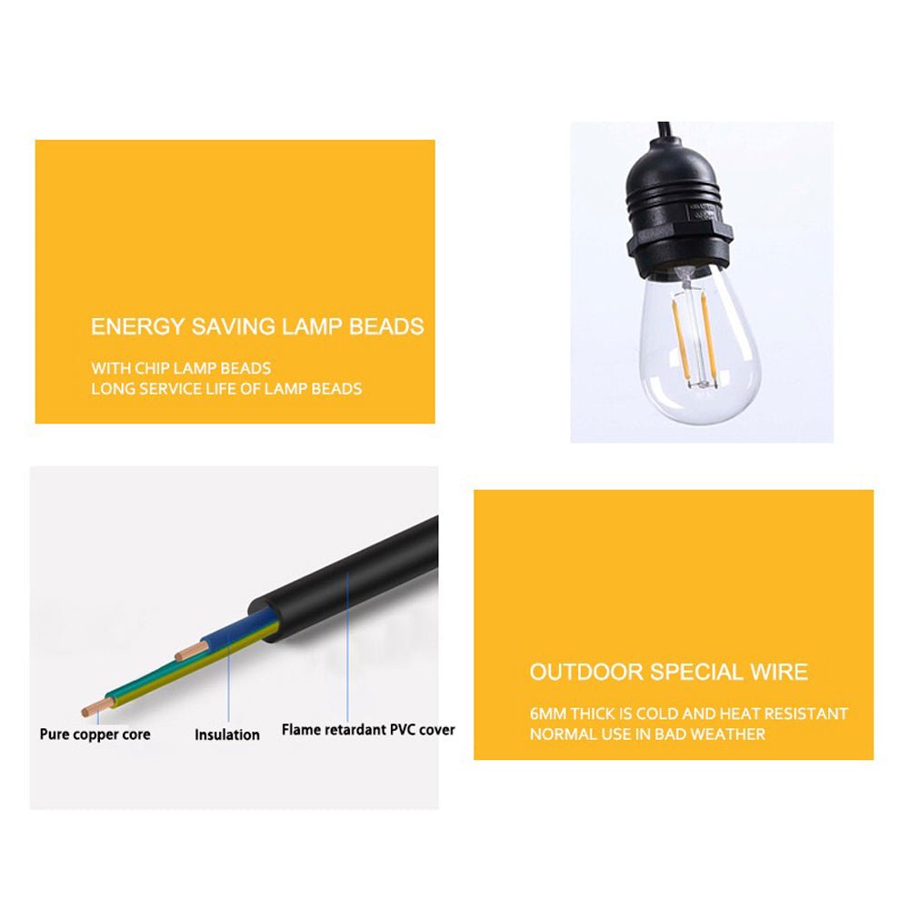 40M Festoon String Lights Kits Christmas Wedding Party Waterproof outdoor 4