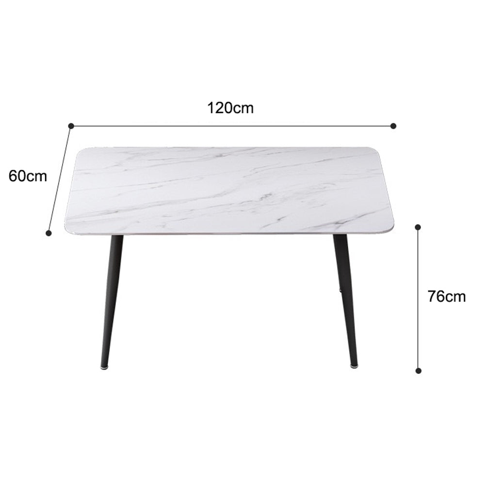 120x60cm Matte Grey Minimalist Slate Kitchen Dining Table Marble Lunch Dinner Table Solid Metal Legs 3