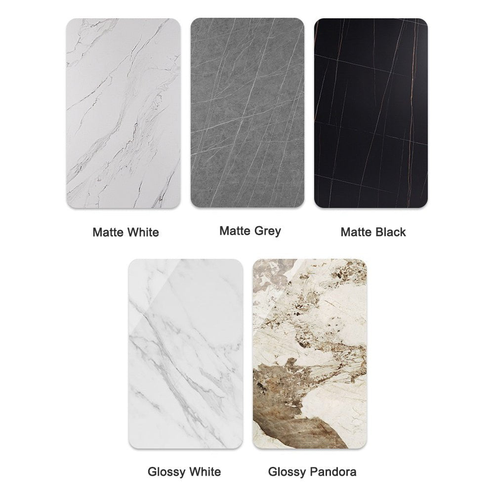 120x60cm Matte Grey Minimalist Slate Kitchen Dining Table Marble Lunch Dinner Table Solid Metal Legs 7