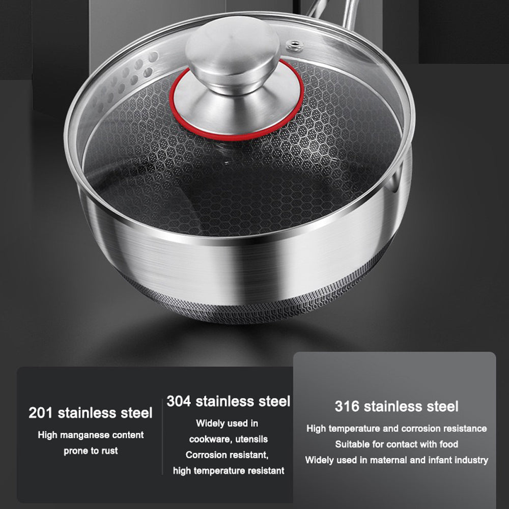 Premium 316 Stainless Steel Non-Stick 22cm Milk Pot with Double-Sided Honeycomb Design 6