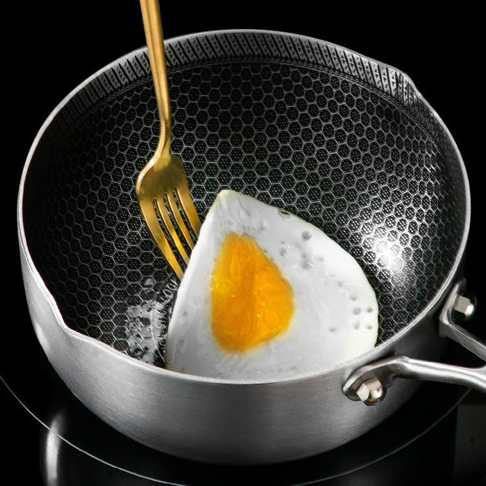 24cm 316L Stainless Steel Saucepan Compound Steel Honeycomb Nonstick Sauce Pan with Glass Lid 3.2L Pot Stay-Cool Handle Multipurpose Milk Saucepan, Induction Capable and Gas Stove 4