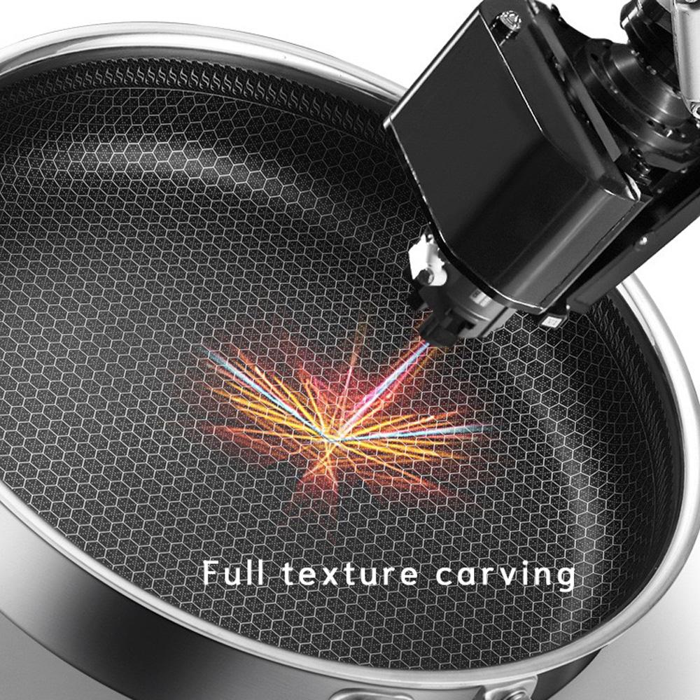 Stainless Steel Frying Pan Non-Stick Cooking Frypan Cookware 28cm Honeycomb Double Sided 4