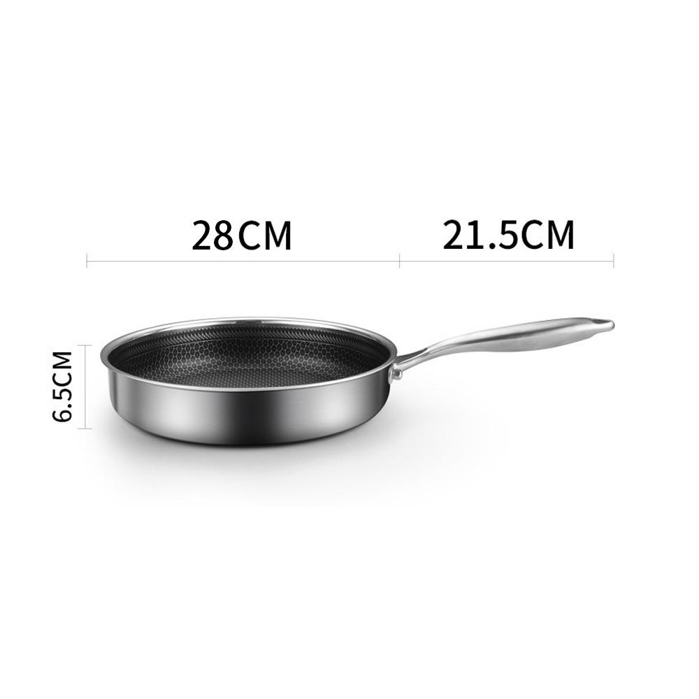 Stainless Steel Frying Pan Non-Stick Cooking Frypan Cookware 28cm Honeycomb Double Sided 12