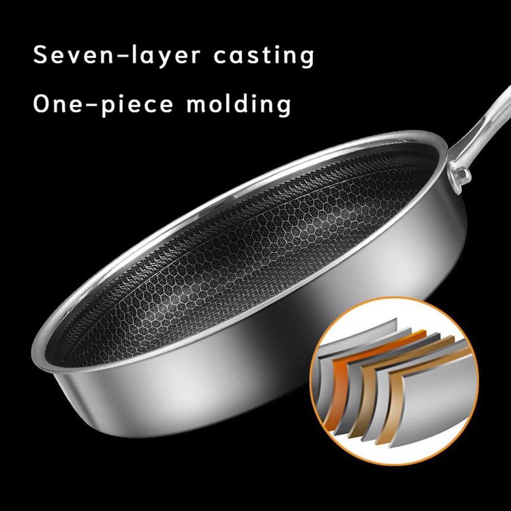 Stainless Steel Frying Pan Non-Stick Cooking Frypan Cookware 28cm Honeycomb Single Sided 4