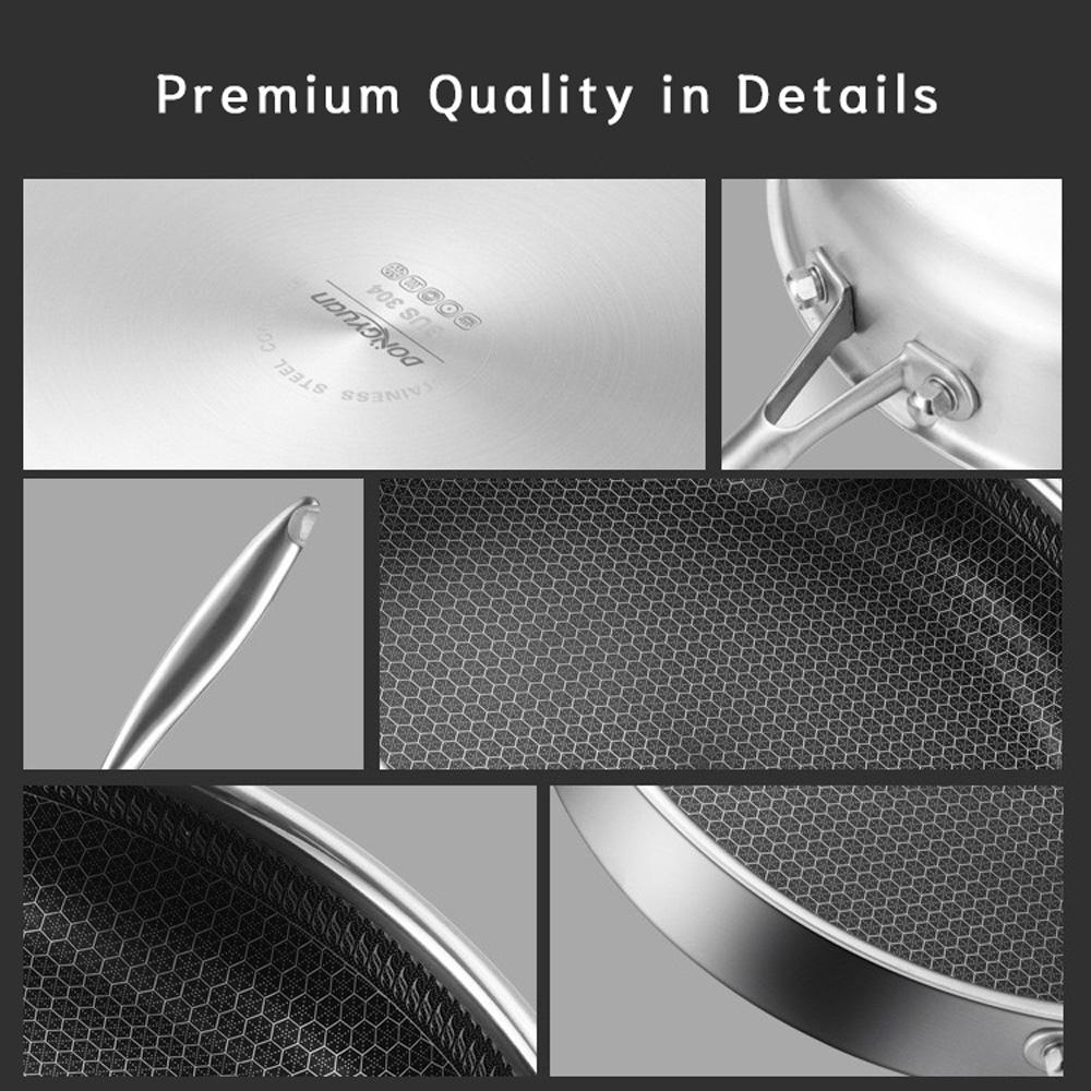 Stainless Steel Frying Pan Non-Stick Cooking Frypan Cookware 30cm Honeycomb Single Sided without lid 5