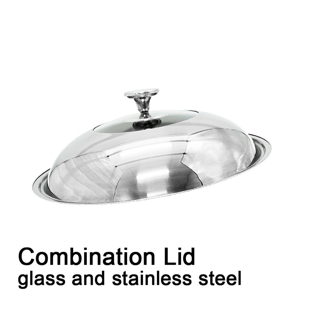 32cm 316 Stainless Steel Non-Stick Stir Fry Cooking Kitchen Wok Pan with Lid Honeycomb Double Sided 4