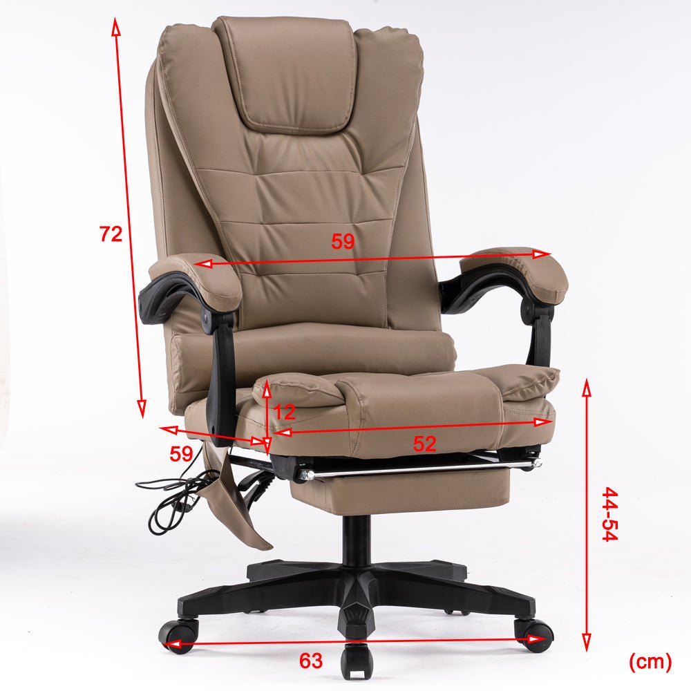 8 Point Massage Chair Executive Office Computer Seat Footrest Recliner Pu Leather Pink 5