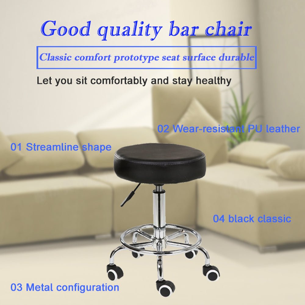 Salon Chair Bar Swivel Stool Office Roller Wheels Portable Height Adjust Leather BS8401 4