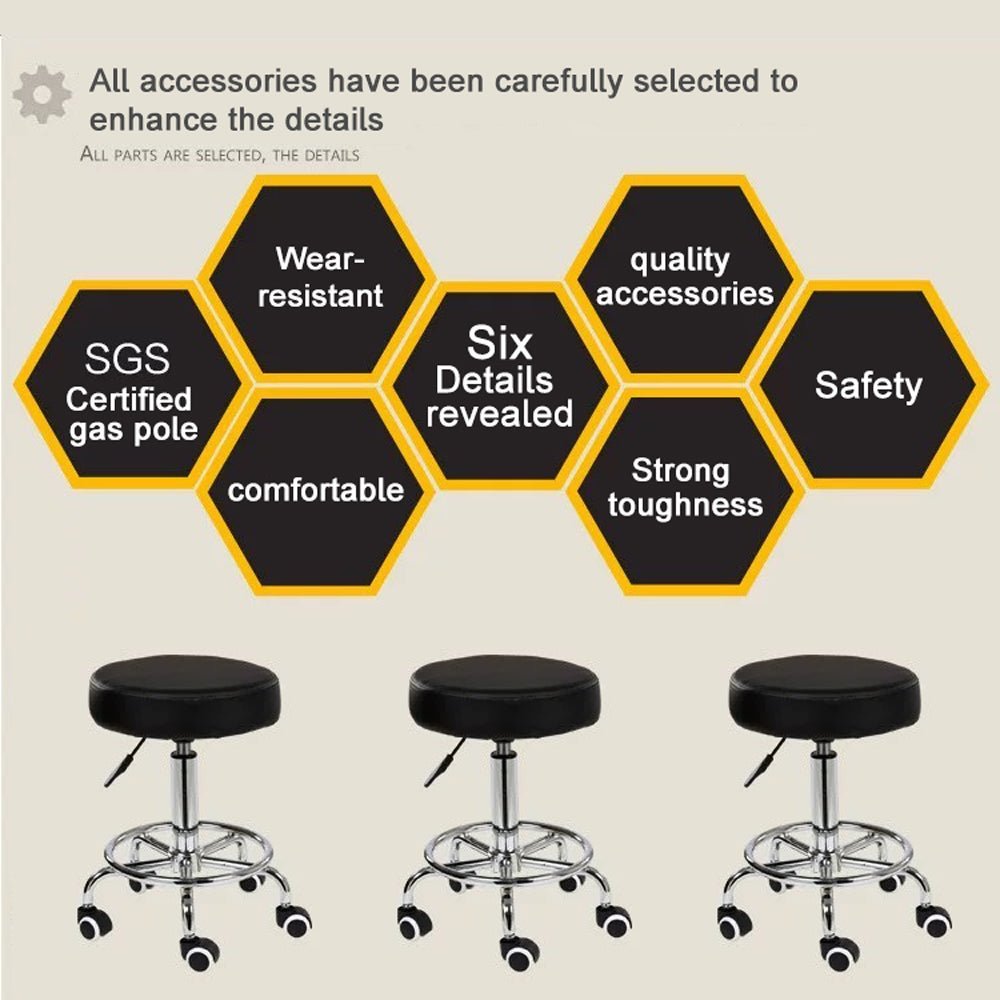 Salon Chair Bar Swivel Stool Office Roller Wheels Portable Height Adjust Leather BS8401(x2) 3