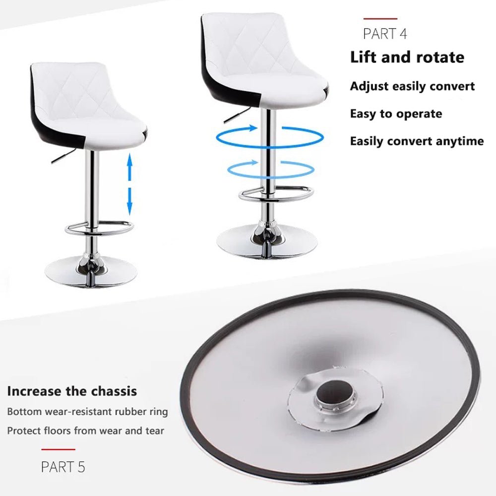 Bar Stools Kitchen Bar Stool Leather Barstools Swivel Gas Lift Counter Chairs x2 BS8403 White 4