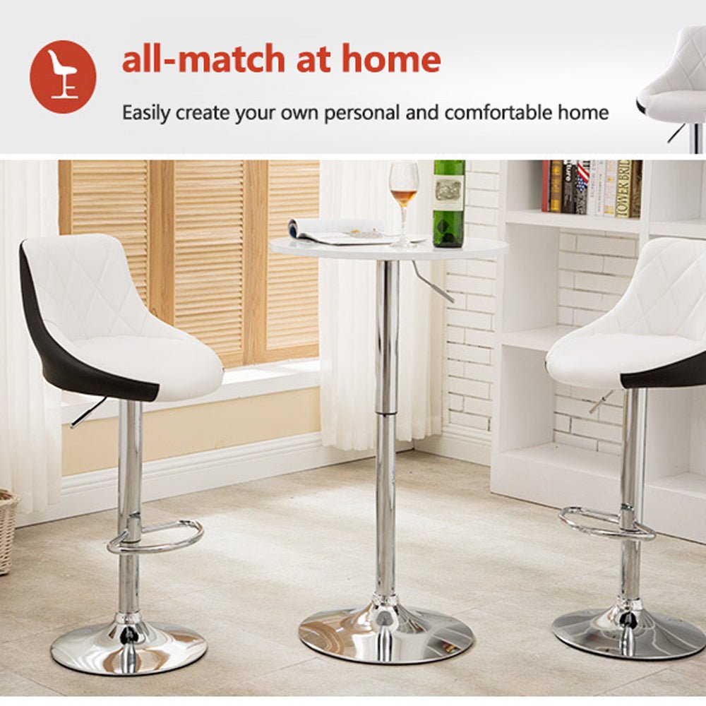 Bar Stools Kitchen Bar Stool Leather Barstools Swivel Gas Lift Counter Chairs x2 BS8403 White 8