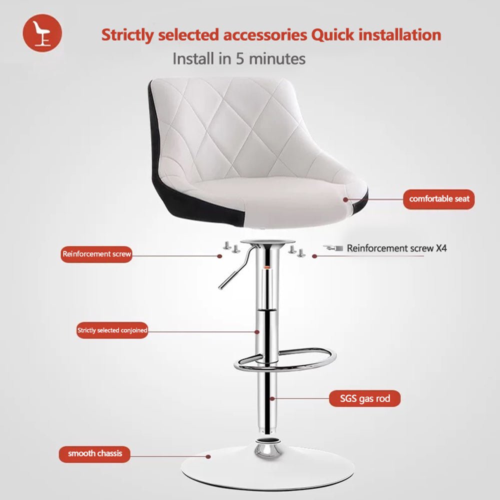 Bar Stools Kitchen Bar Stool Leather Barstools Swivel Gas Lift Counter Chairs x2 BS8403 White 10