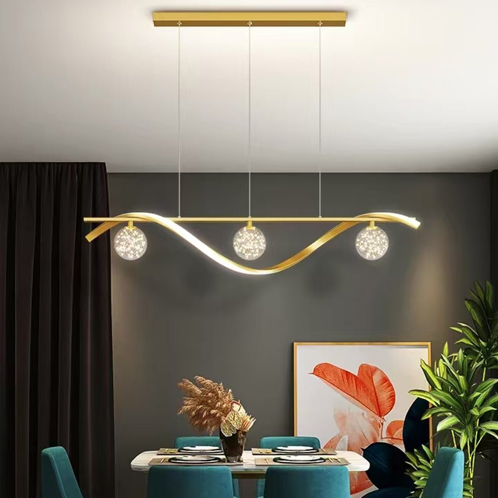 Luxury Hand Blown Glass LED Pendant Light 100cm Adjustable 3 Color Dimmable Remote Control for Dining Bar Living Room 3