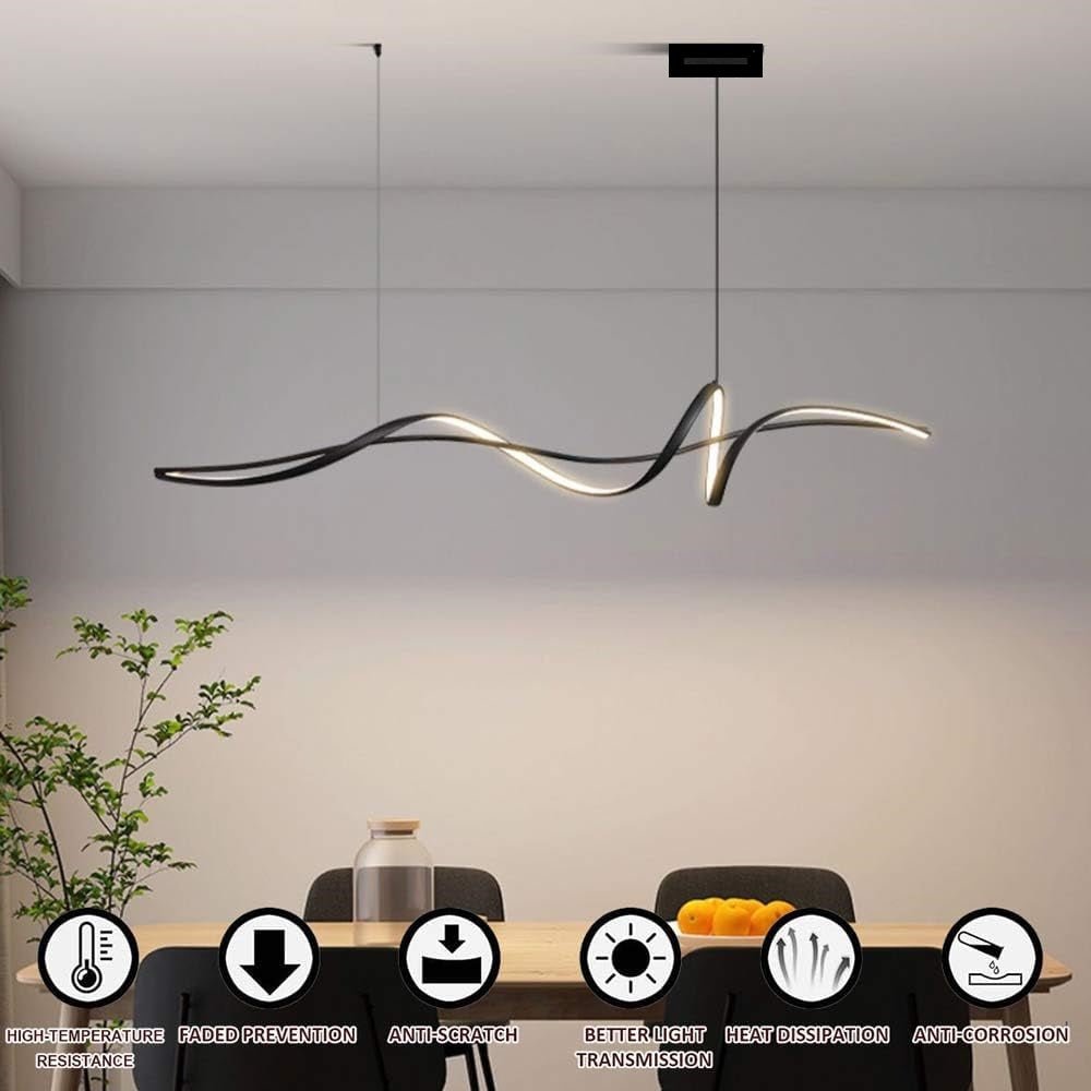BAMDECOR A036 Modern LED Linear Pendant Lights with Dimmable LED and Adjustable Hanging Length 160cm -Black 5