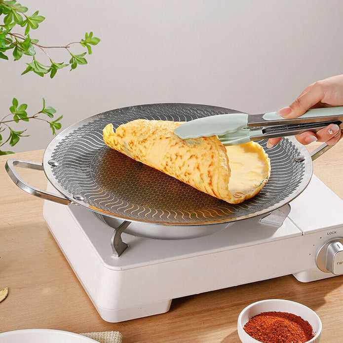 Honeycomb Non-Stick Grill Skewer Plate, 316 Stainless Steel, Portable Barbecue Grill with Handle, Universal Induction Cooktop Compatible, Round Shape, Outdoor Camping BBQ Accessory 3