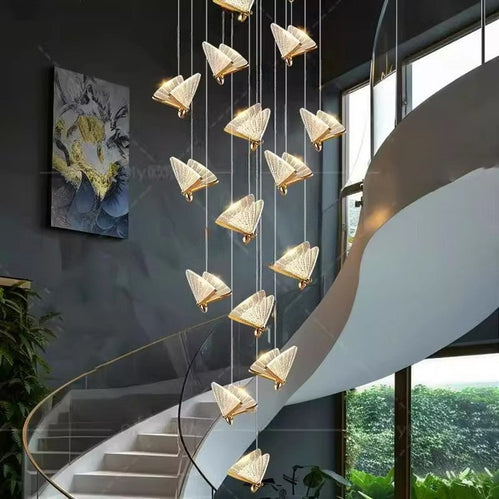 BAMDECOR LED Modern Bedroom Bedside Creative Butterfly Hanging Chandelier Light Fixtures for Stairs Nordic Decoration (12Heads) 3
