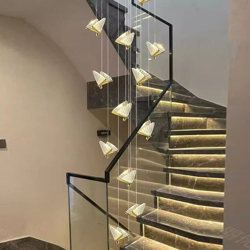 BAMDECOR LED Modern Bedroom Bedside Creative Butterfly Hanging Chandelier Light Fixtures for Stairs Nordic Decoration (12Heads) 4