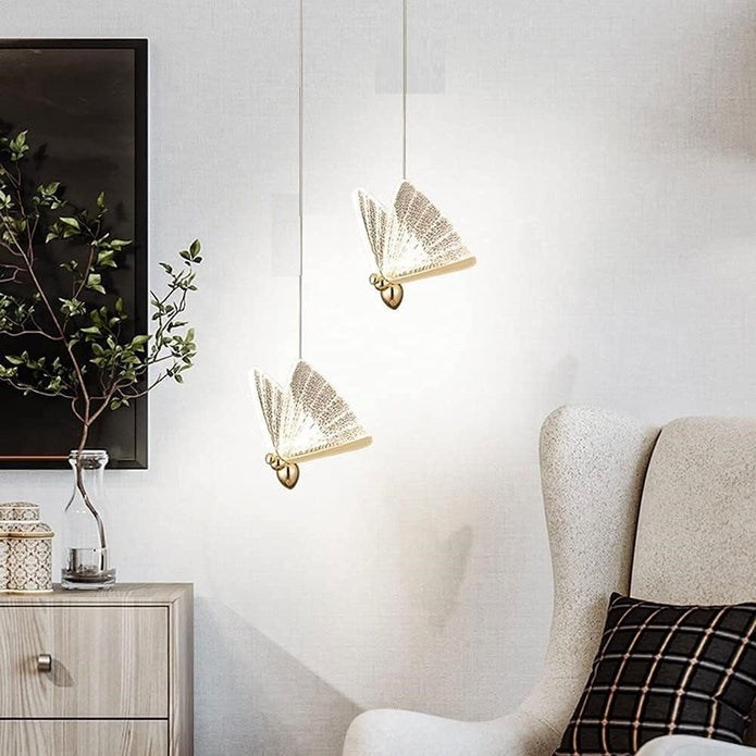 BAMDECOR LED Modern Bedroom Bedside Creative Butterfly Hanging Chandelier Light Fixtures for Stairs Nordic Decoration 3