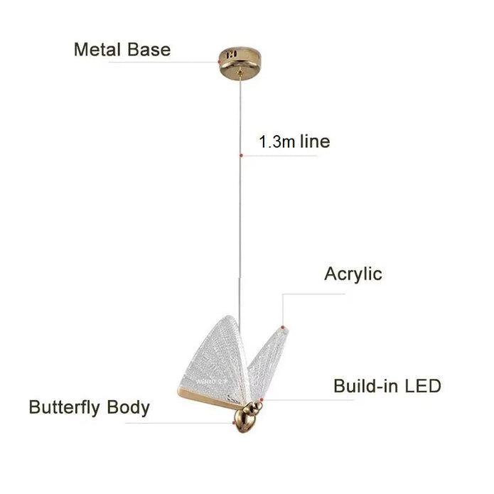BAMDECOR LED Modern Bedroom Bedside Creative Butterfly Hanging Chandelier Light Fixtures for Stairs Nordic Decoration 5