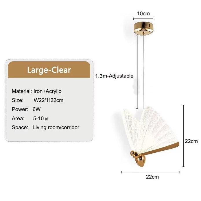 BAMDECOR LED Modern Bedroom Bedside Creative Butterfly Hanging Chandelier Light Fixtures for Stairs Nordic Decoration 6