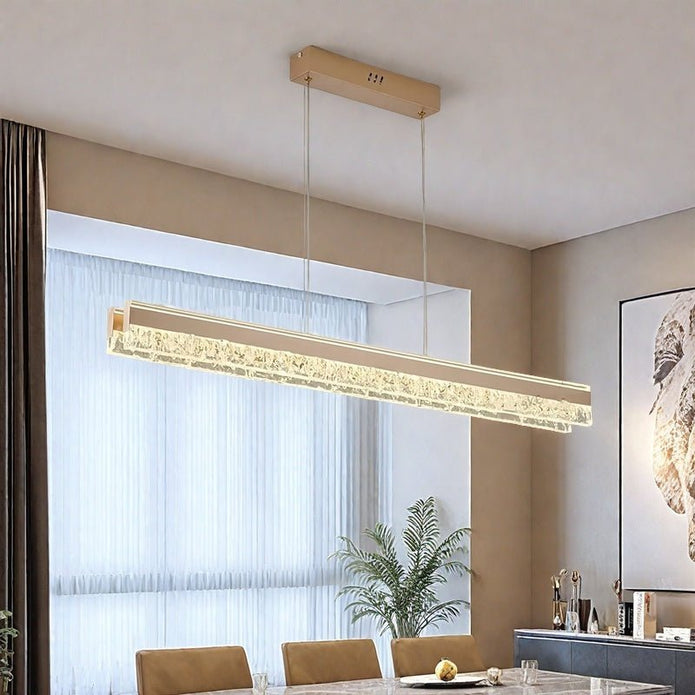 BAMDECOR A122 Nordic Long Dual Linear Dimmable Acrylic Kitchen Dining Table Pendant Light Minimalist Modern Lighting (Coffee) 4