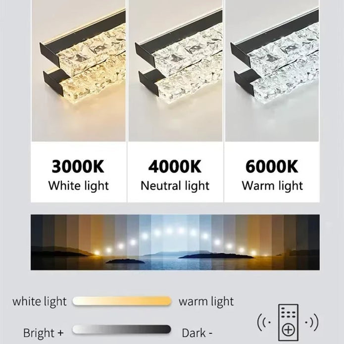 BAMDECOR A122 Nordic Long Dual Linear Dimmable Acrylic Kitchen Dining Table Pendant Light Minimalist Modern Lighting (Coffee) 6