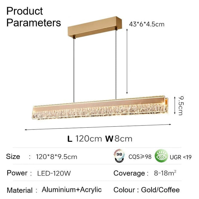 BAMDECOR A122 Nordic Long Dual Linear Dimmable Acrylic Kitchen Dining Table Pendant Light Minimalist Modern Lighting (Coffee) 7