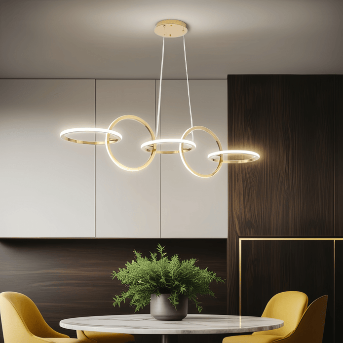 BAMDECOR A180 Nordic Golden Circles Kitchen Dining Table Pendant Light Minimalist Modern Lighting 4