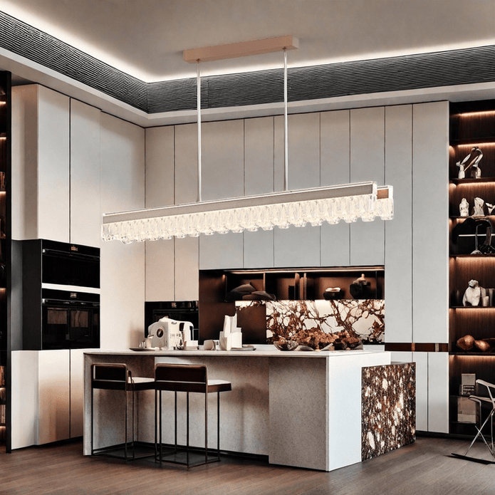 BAMDECOR A188 Nordic Dual Linear Dimmable Acrylic Kitchen Dining Table Pendant Light Minimalist Modern Lighting (Coffee) 4