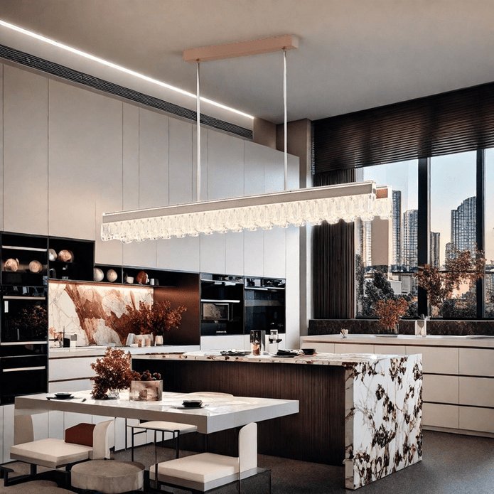 BAMDECOR A188 Nordic Dual Linear Dimmable Acrylic Kitchen Dining Table Pendant Light Minimalist Modern Lighting (Coffee) 5