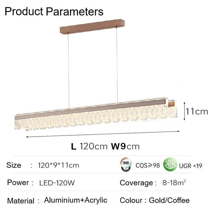 BAMDECOR A188 Nordic Dual Linear Dimmable Acrylic Kitchen Dining Table Pendant Light Minimalist Modern Lighting (Coffee) 6